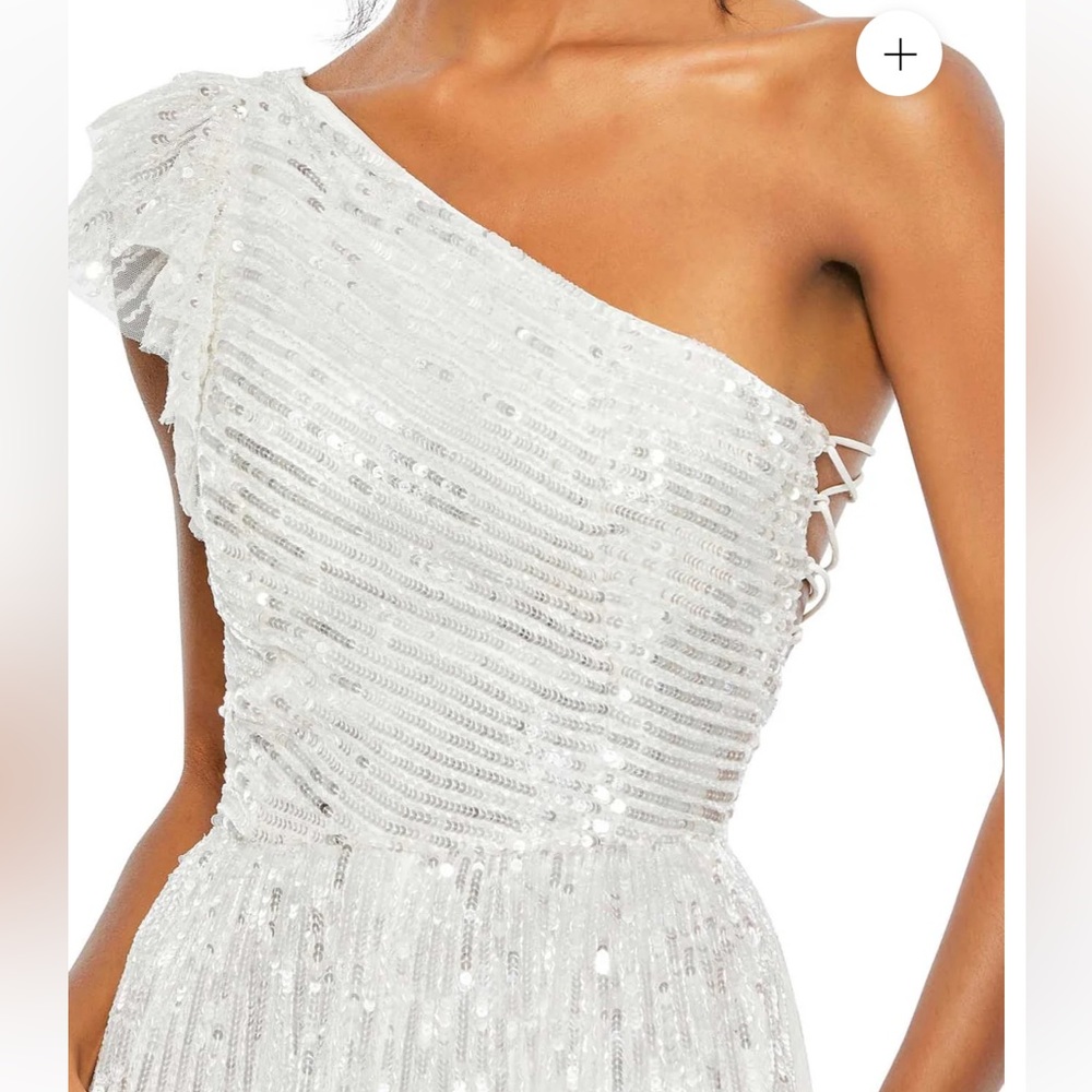 Mac Duggal Sequined One Shoulder Flutter Sleeve A… - image 2